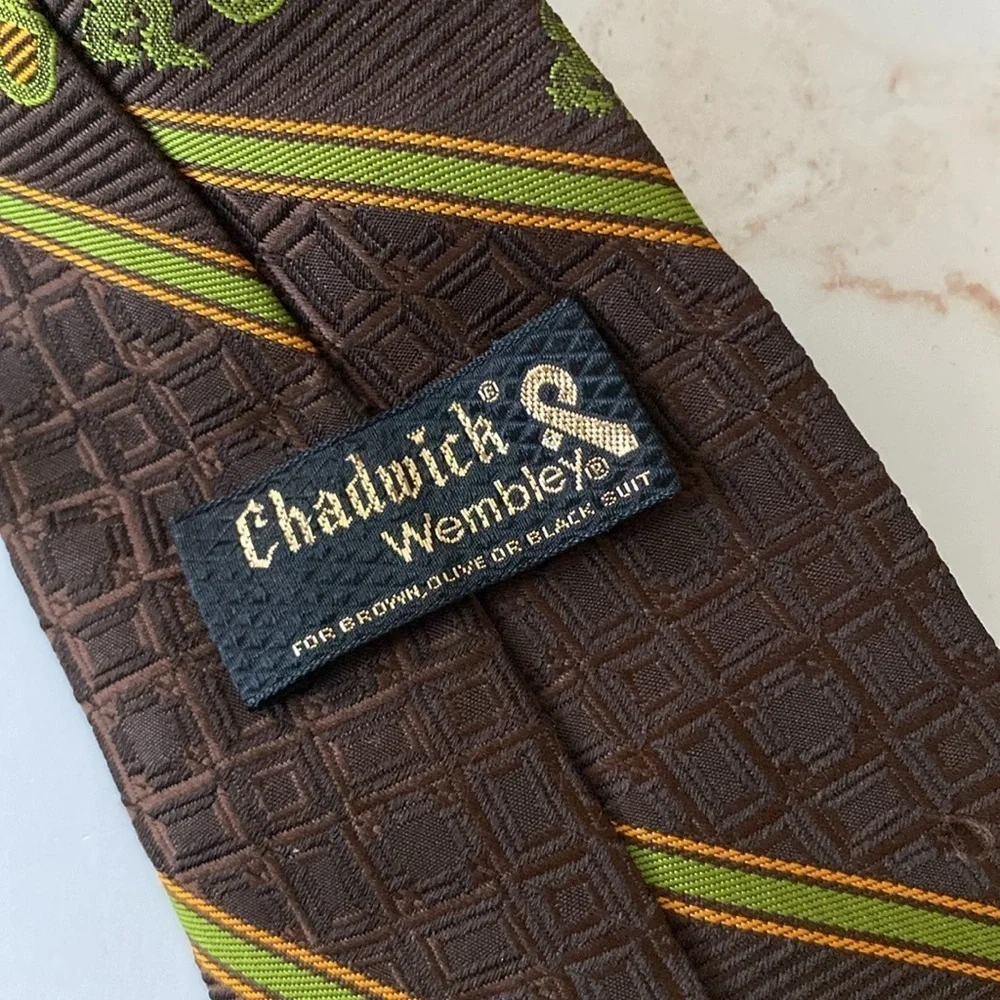 Brown and Green Patterned Men's Tie